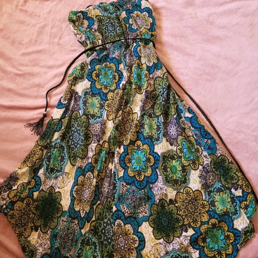 High Low Strapless  Bohemian Dress